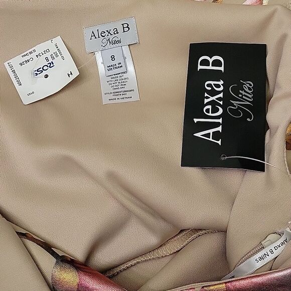 BRAND NEW ALEXA B NITES SLEEVELESS CRISSCROSS V-NECK DESIGN FLORAL SHEATH DRESS - Picture 11 of 12